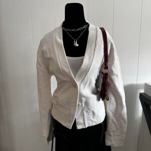 Gap cream ribbed cardigan sweater